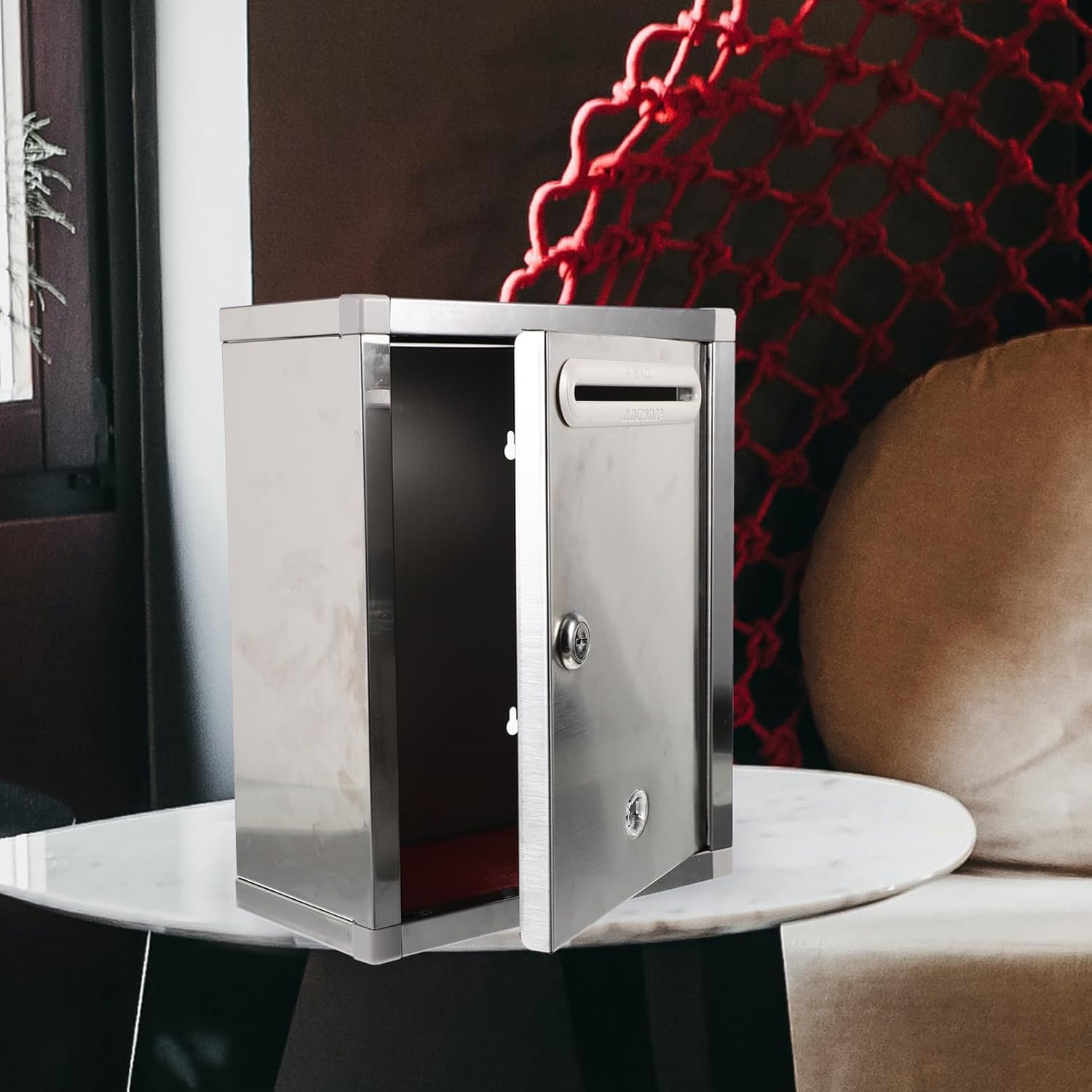 Vaguelly Rust-Proof Stainless Steel Mailbox Wall Mount Lockable Mailbox for Outdoor Use Large Capacity Suggestion Box for Complaints and Feedback Random Color