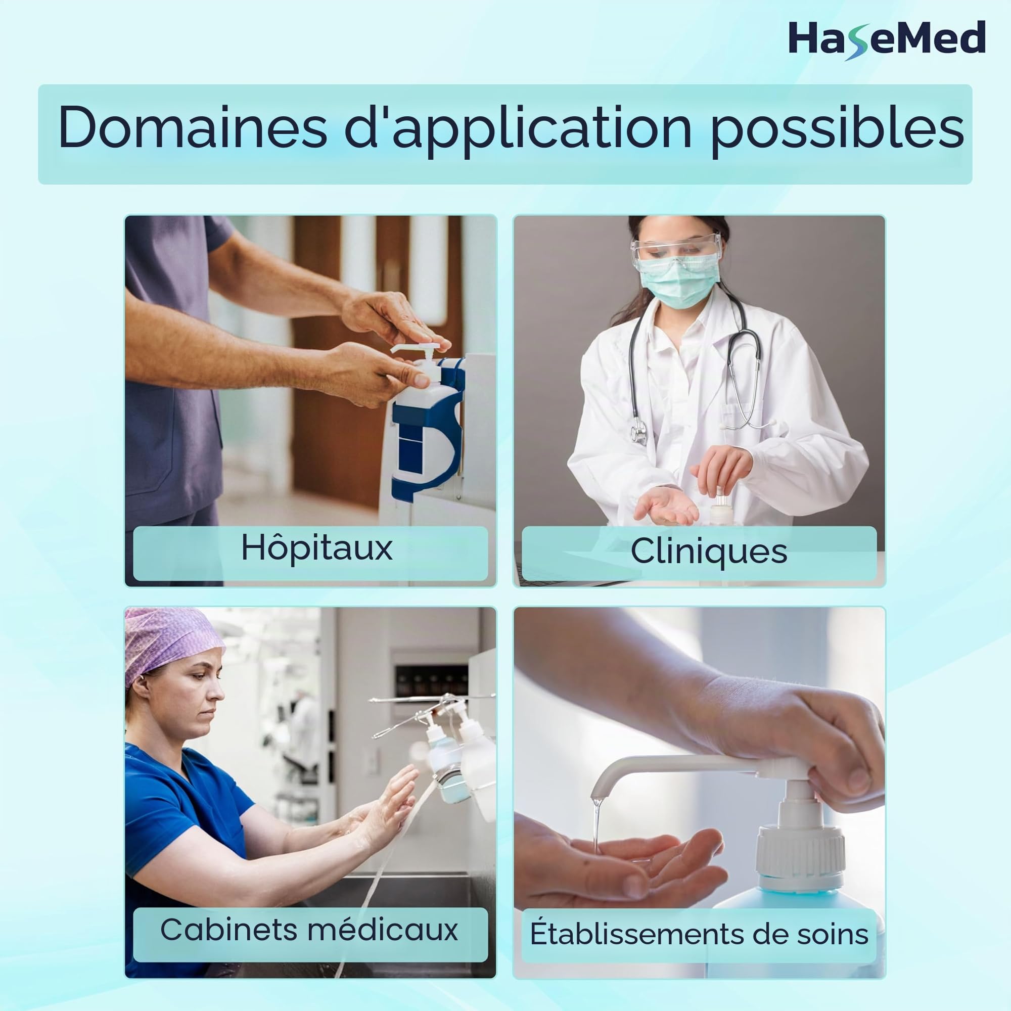 HaseMed Lot de 2 bidons de pompe doseuse - Course de 30 ml - Pour bidons de 2 l, 5 l et 10 l avec filetage DIN 51 - Pompe manuelle pour désinfectant, savon et nettoyant - Réutilisable en plastique