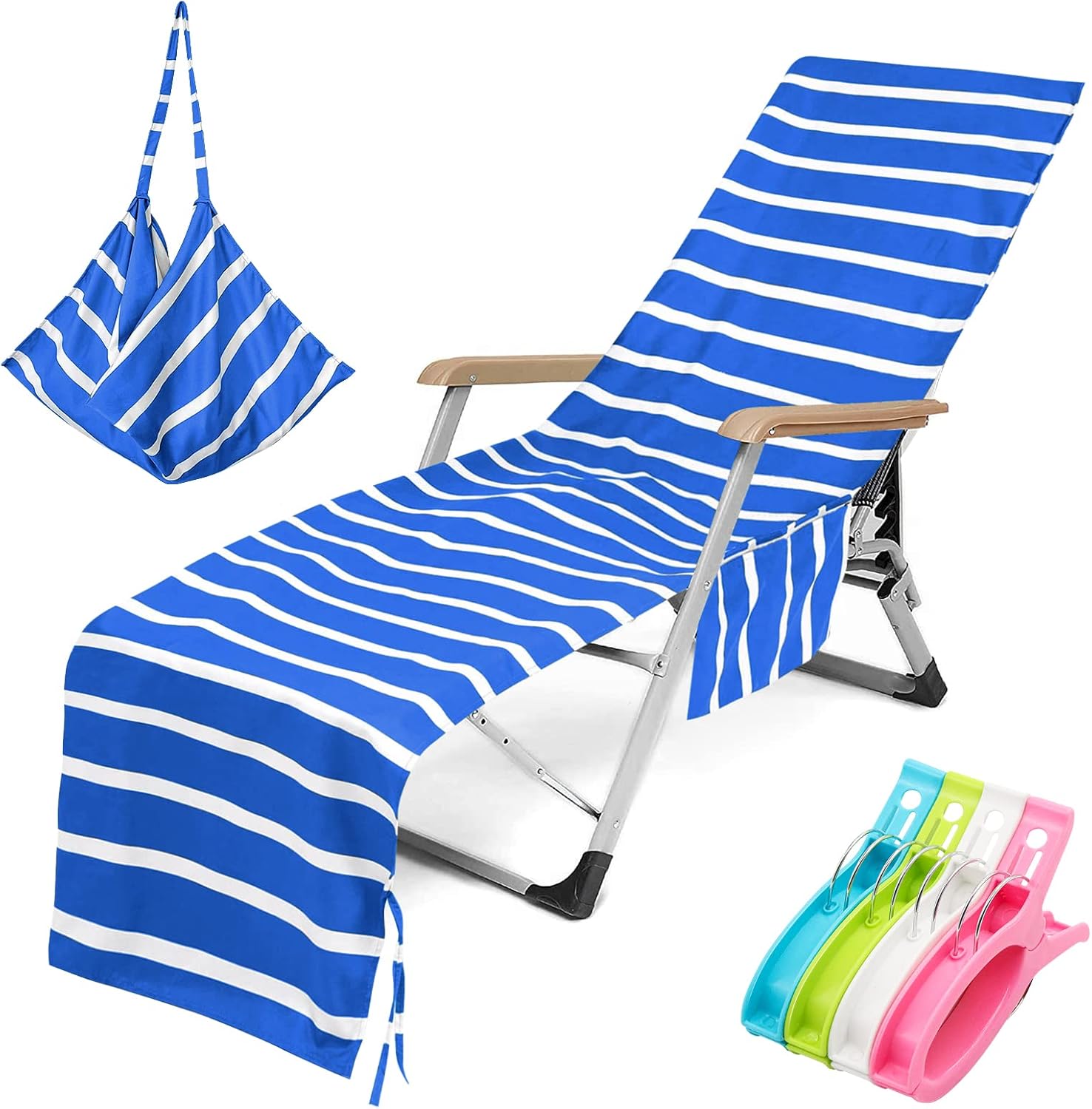 Newthinking Sun Lounger Towels, Beach Sunbed Towels with Pockets, Pool Chair Towel for Loungers