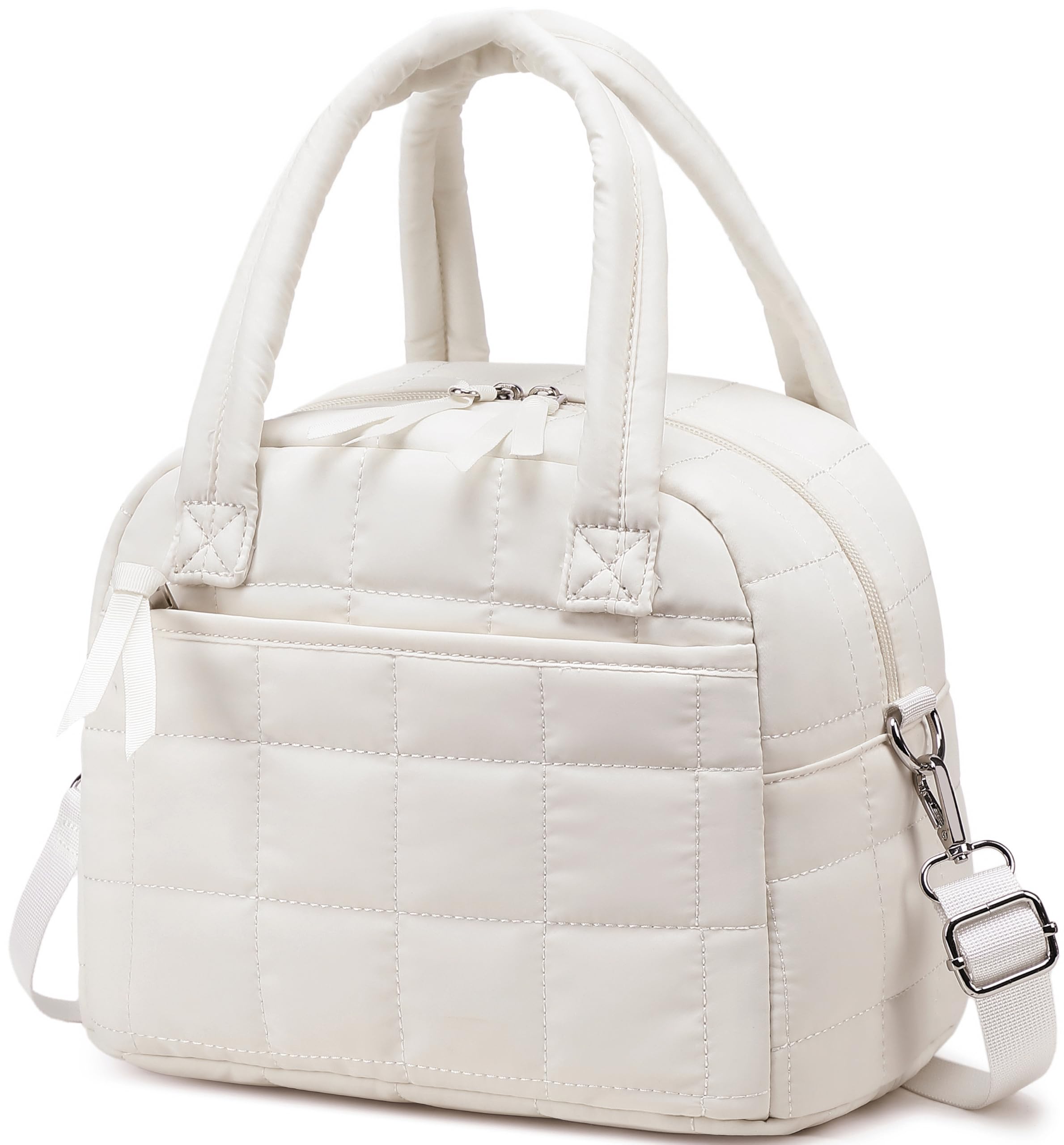 LEDAOU Lunch Box for Women Lunch bag Quilted Puffer Lunch Box with Adjustable Strap Insulated Reusable LunchBox for Work School Picnic Travel