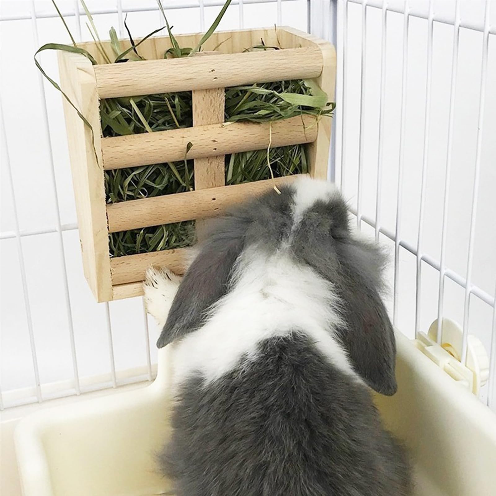 Bunny Hay Rack Guinea Pig Hay Feeder Chinchilla Hay Holder Rabbit Food Dispenser Natural Wooden Hamster Rabbit Cage Accessories - image 2