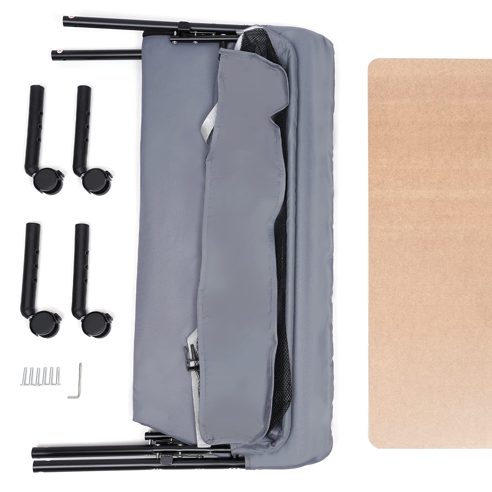 Cambiador móvil para bebé, cambiador plegable para bebé, cambiador plegable para bebé, bañera móvil, cambiador plegable, compartimentos con ruedas y resistente al agua, altura ajustable, gris