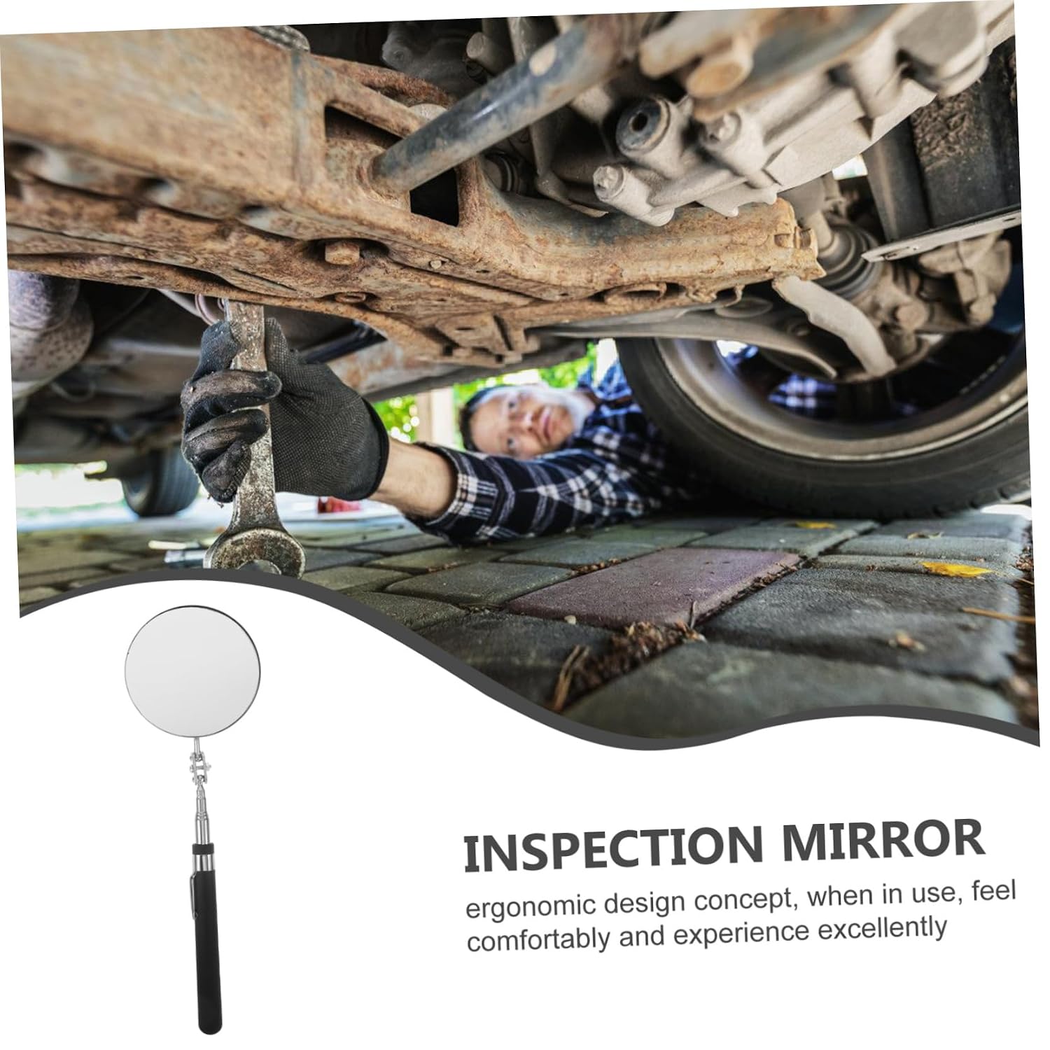 Flexible Telescoping Inspection Mirror for Car Telescoping Mechanic Mirror Extendable Vehicle Inspection Tool