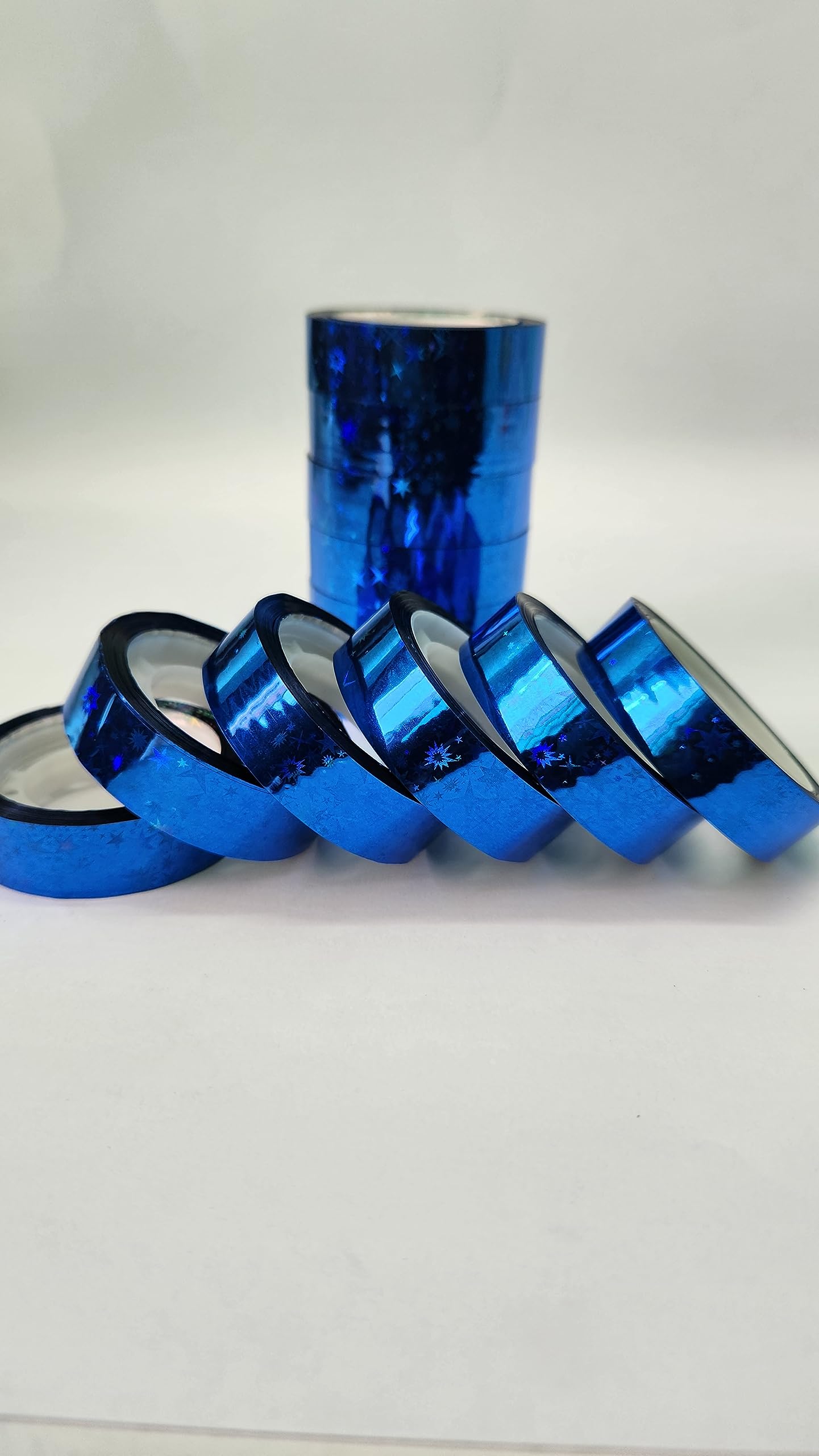 Glitter Tape | Sparkling Decorative Craft Tape for DIY Gift Wrapping Scrapbooking Art and School Projects | Easy to Use Shiny Finish for Creative Decoration and Craft Use | Blue | Pack of 6-image-42