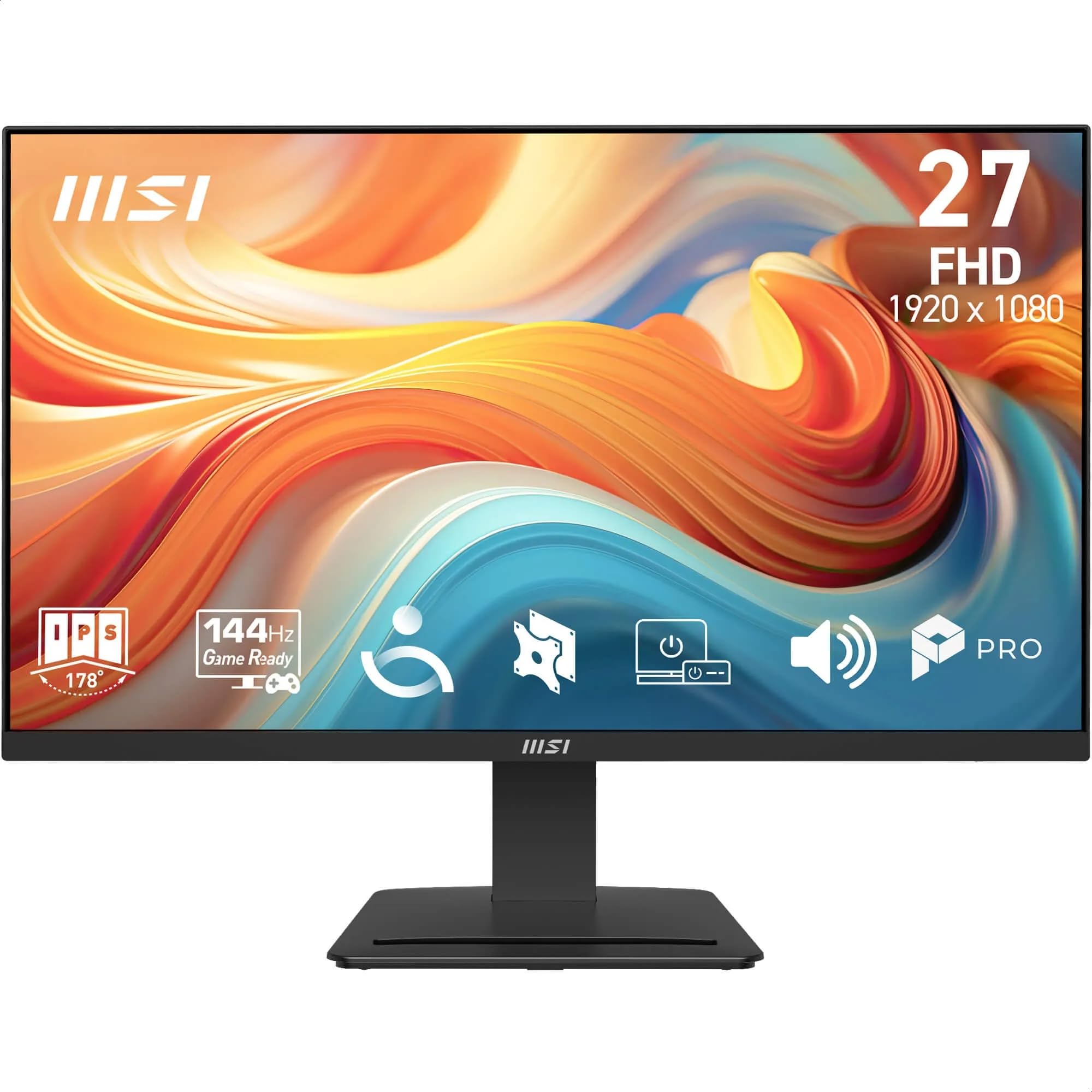 msi PRO MP273 E14A Monitor PC 27" FHD, 1920x1080 IPS, 144Hz, 1ms, HDR Ready, AMD FreeSync, Eye Care, Altoparlanti Integrati, HDMI 2.0, DP 1.2a, D-Sub, Inclinabile, Montaggio VESA, Nero