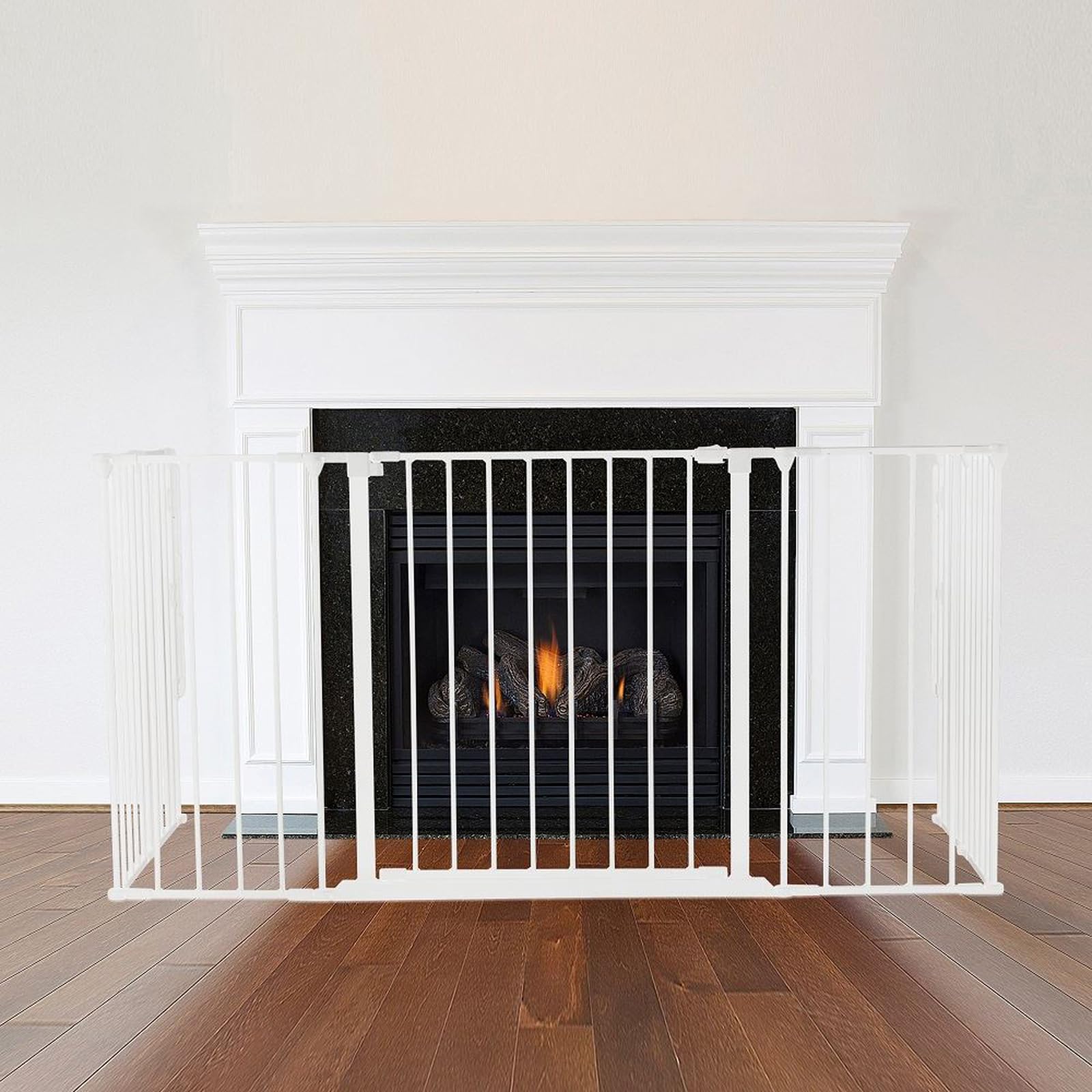Safetots Multi Panel Fire Surround, 38cm Deep x 138cm Wide, White, 70cm Tall, Child and Pet Fire Safety, Baby and Toddler Fire Guard, Safety Barrier for Fireplaces, Easy Installation