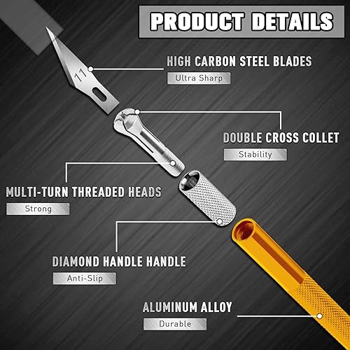 Vista 47 de DIYSELF Paquete de 2 cuchillos Exacto para manualidades, cuchillo de precisión Exacto, cuchillo de pasatiempo para modelos, cuchillo de manualidades