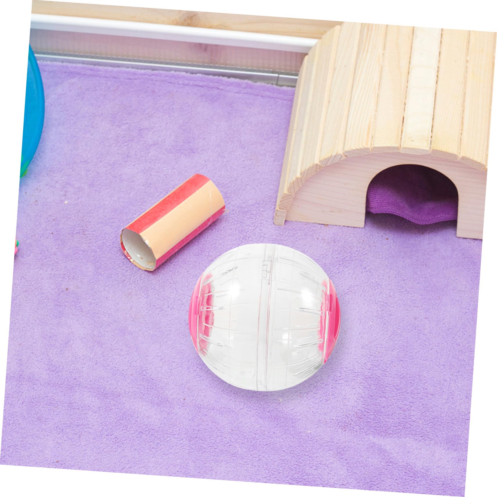 FRCOLOR 4 Pièces Boule Exercice Transparente Silencieuse pour Petits Animaux Roue de Course pour Hamster Souris Gerbille et Petit Mammifère avec Système Anti-évasion Légère et Portable