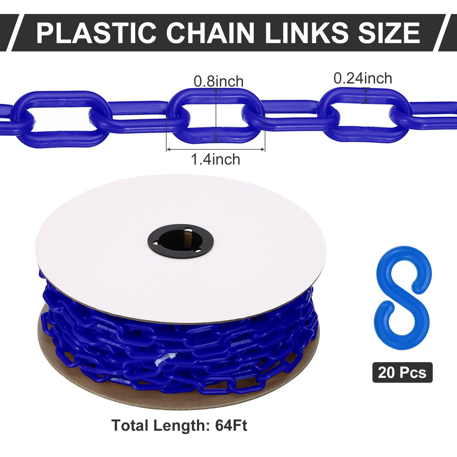 Plastic Safety Chain 45-Foot - Blue Barrier Chains For Crowd Control ...