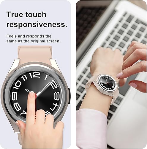 Miniatura 5 de 5+5 Paquete de protectores de pantalla para Samsung Galaxy Watch 6 Classic de 1.693 in, funda protectora JZK Hard PC + Película protectora de