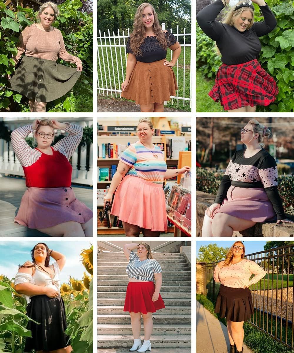 TIYOMI Plus Size Skirts for Curvy Women Basic Versatile Stretchy Elastic Waist Flared Casual A Line Pleated Mini Skirt XL-5XL - Image 4