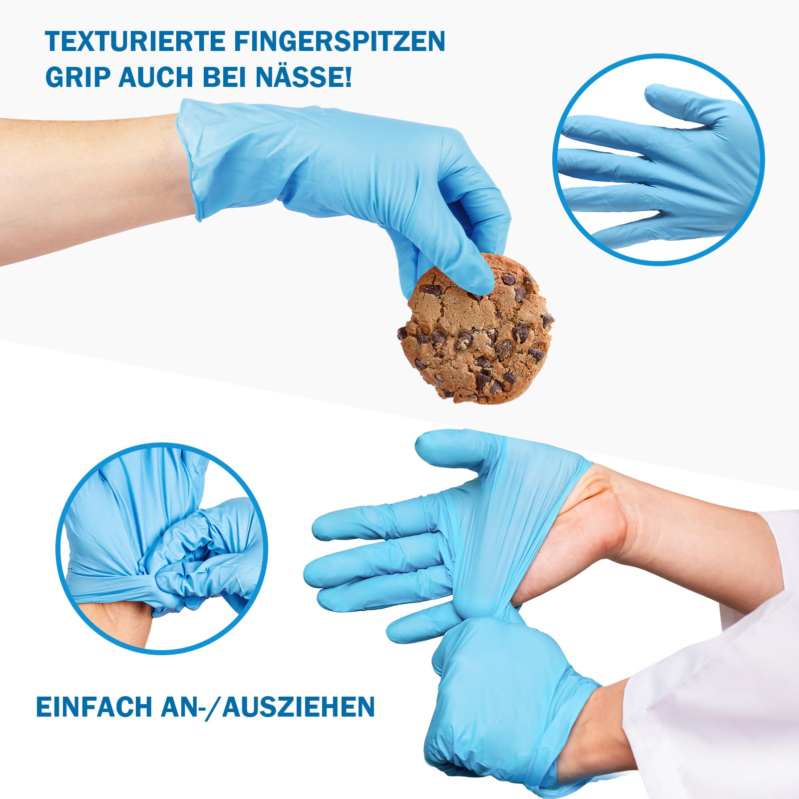 Latexfreie Handschuhe Für Food Processing Unicare Blaue Nitril-Handschuhe, Puderfrei, Latexfrei – Box Mit 100 Stück Für Medizinische Und Lebensmittelbereiche Surgical Gloves