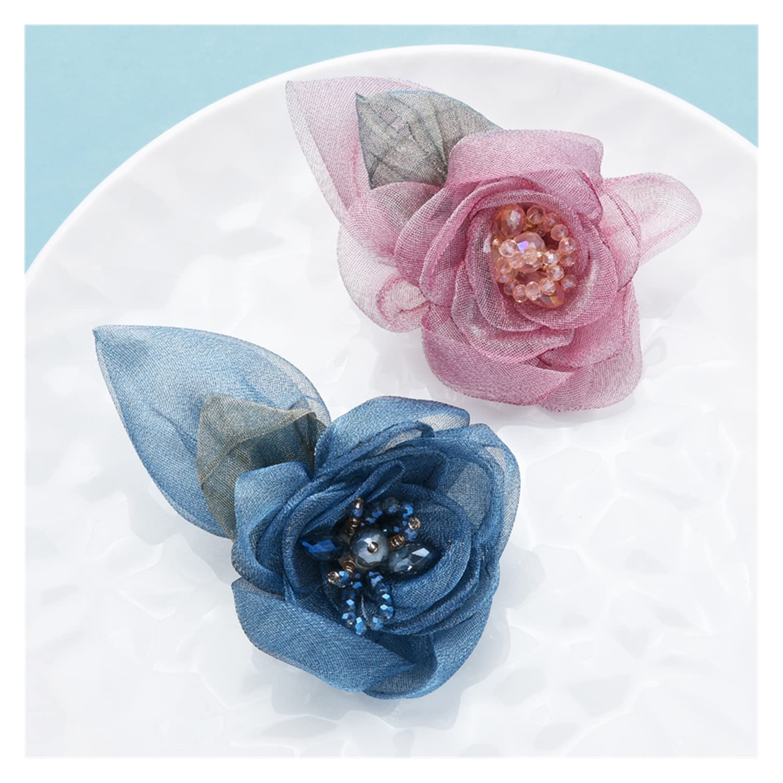Handgemachte Musselin-Rosen-Blumenbroschen für Frauen, Dame, zweifarbige Blumen-Party-Büro-Brosche, Geschenke