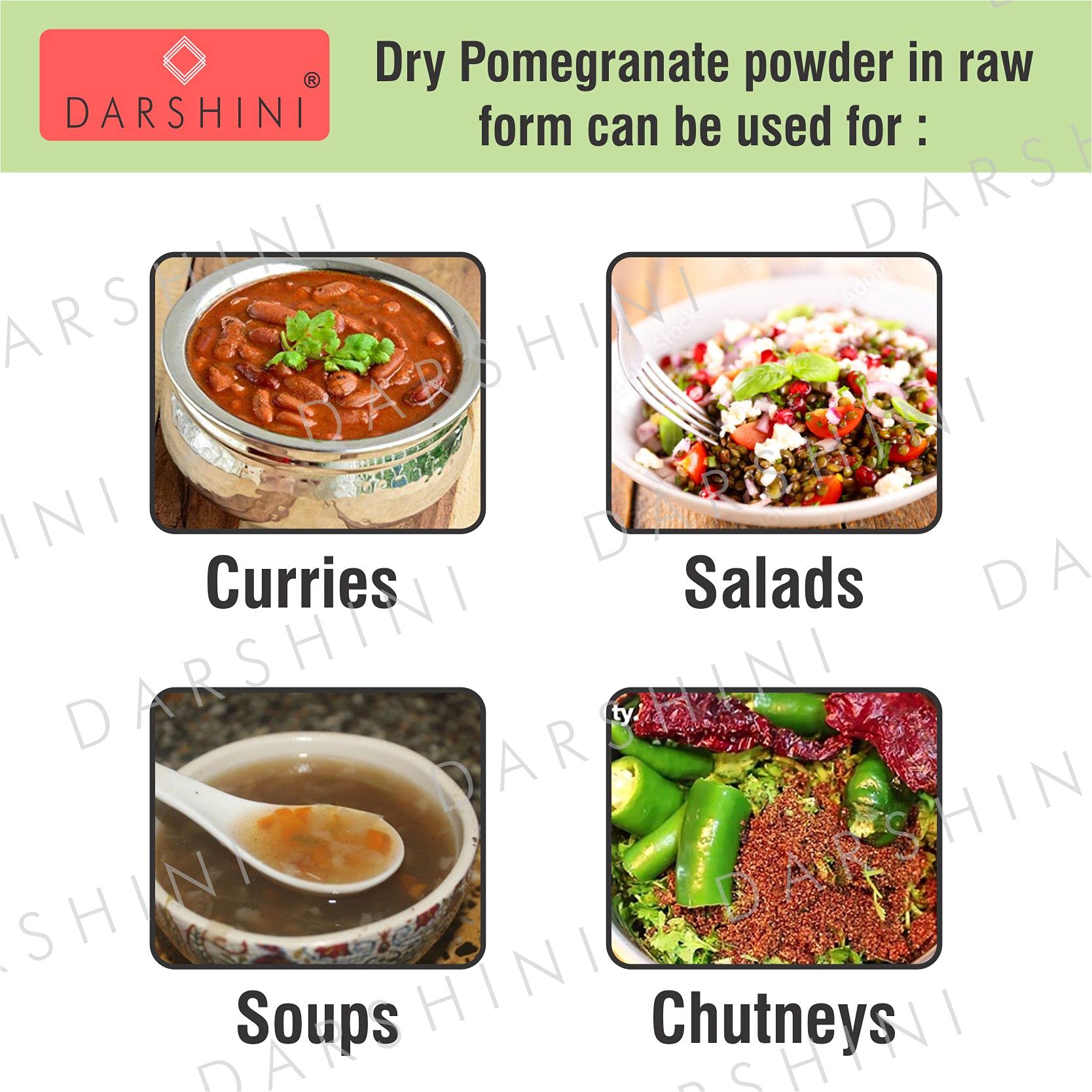 Darshini Anardana Powder 200 gm - Dry Pomegranate Seeds Powder | Organic Tangy Flavor Spice for Cooking, Chutneys, Curries, Chaats & Marinades | No Preservatives (Pack of 1) — Amazon image 4