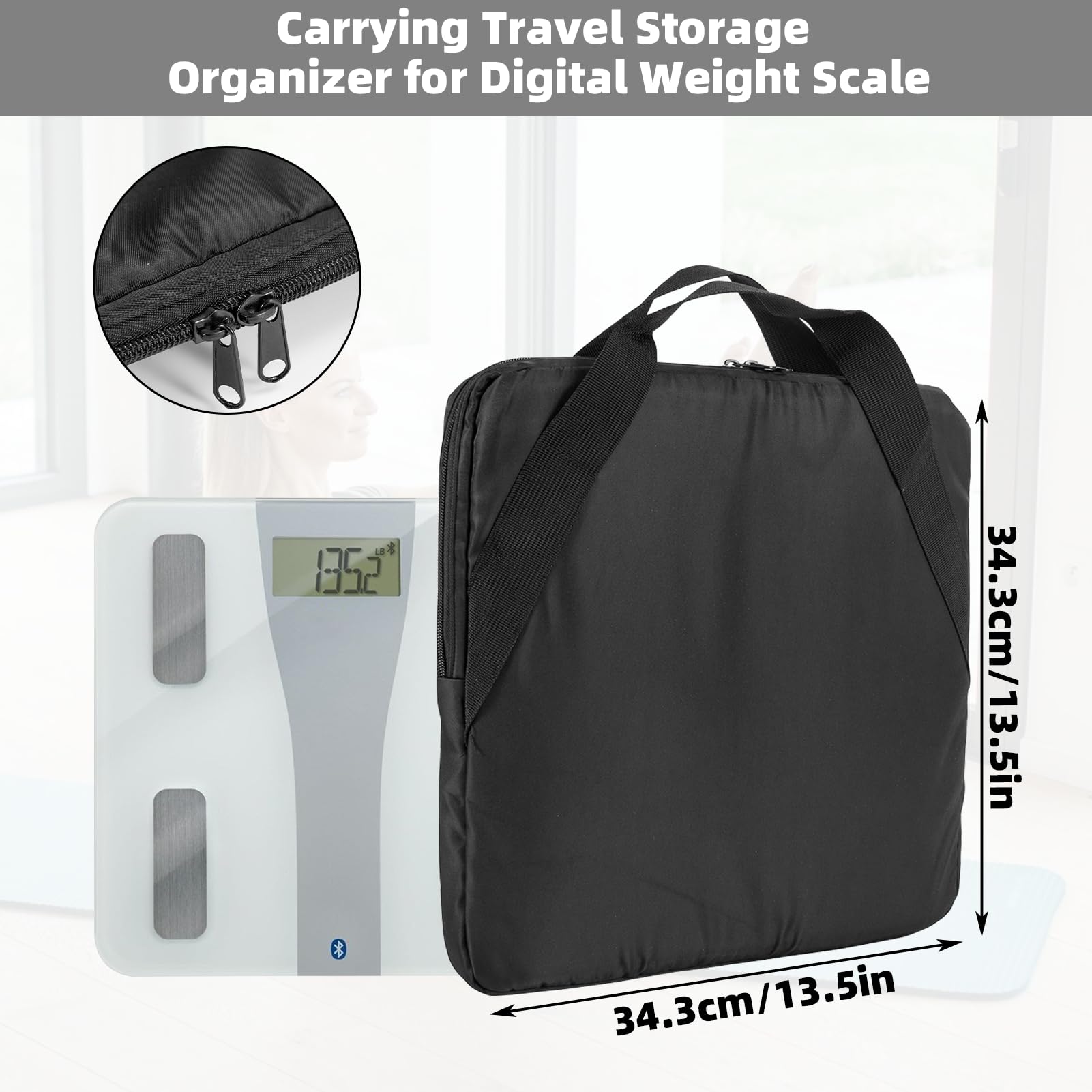 JDVBDNK Carrying Bag for Body Composition Monitor Scale, Digital Bathroom Scale Storage Case, 13.5 x 13.5 IN Travel Carrier Case for Most Smart Scale (Bag Only)