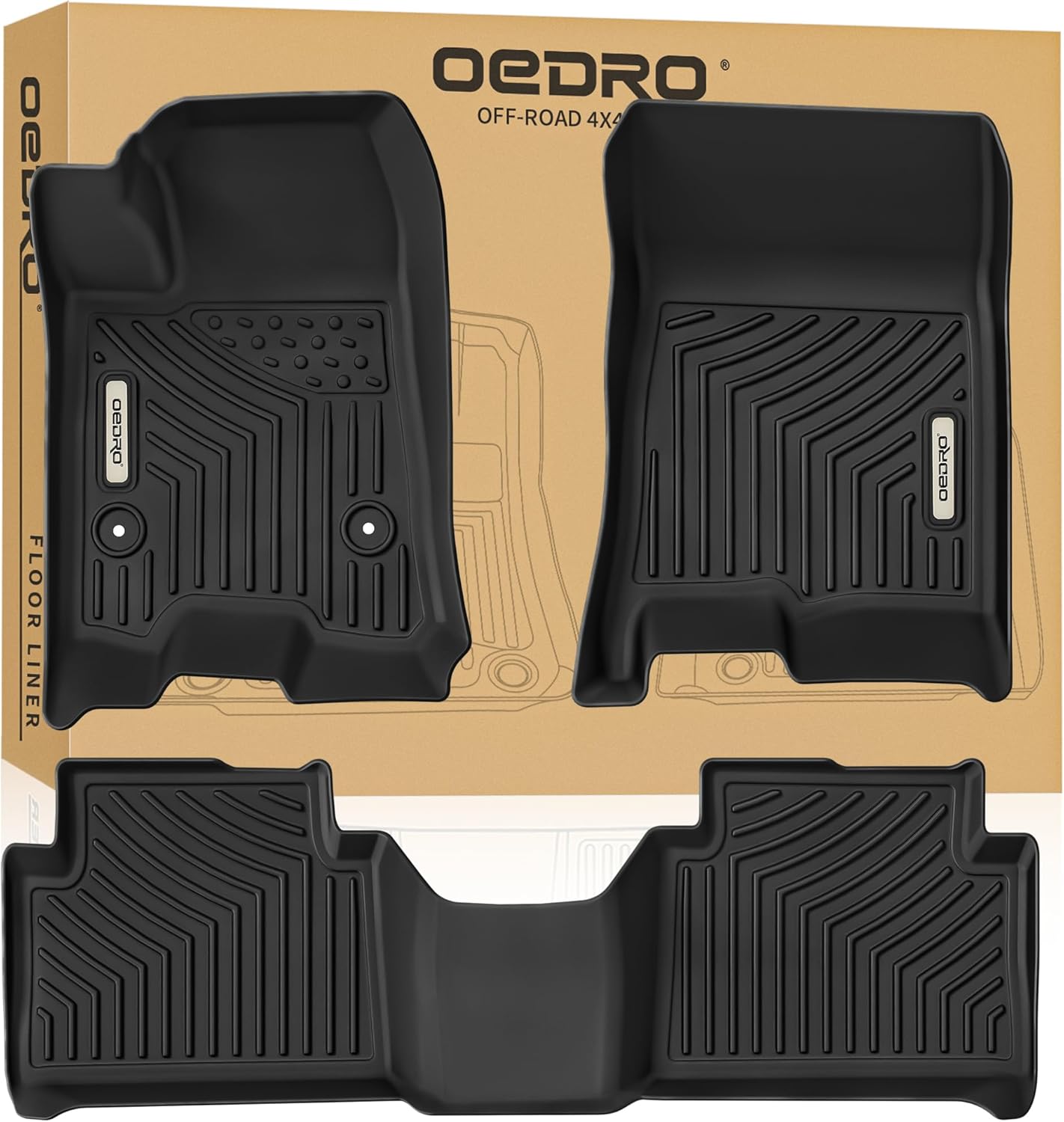 OEDRO Upgraded Floor Mats Fit for 2023-2026 Chevy Colorado Crew Cab/GMC Canyon Crew Cab, All Weather TPE Car Floor Liners Accessories, High-Walled Design, 1st and 2nd Row