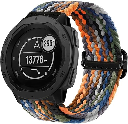 Abanen Correa de reloj elástica Solo Loop de 0.876 pulgadas para Garmin Instinct 2 SolarInstinct 3 de 1.772 pulgadas, correa trenzada ajustable