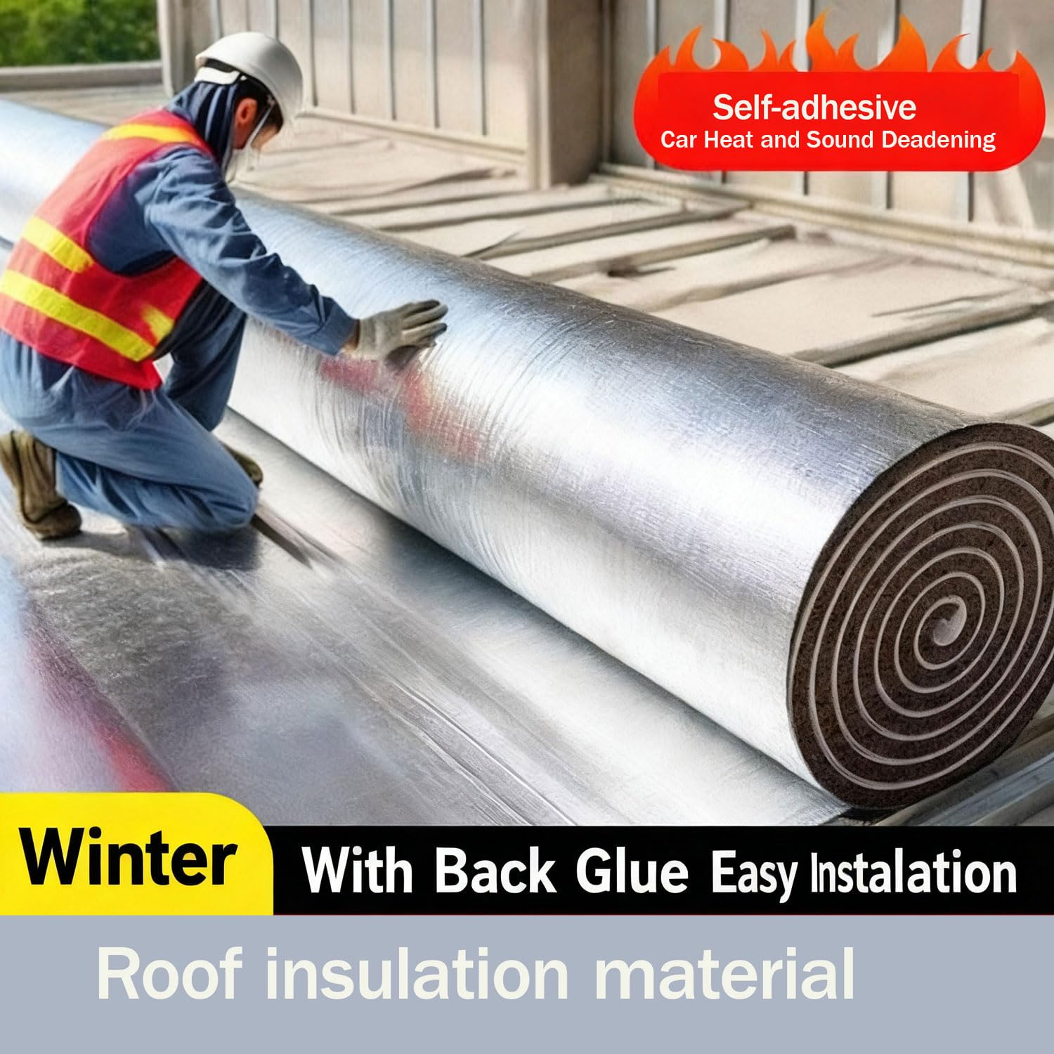 Autoadhesivo Aislante Térmico Aluminio 10mm Insonorización Coche Espuma Impermeable 1x10m