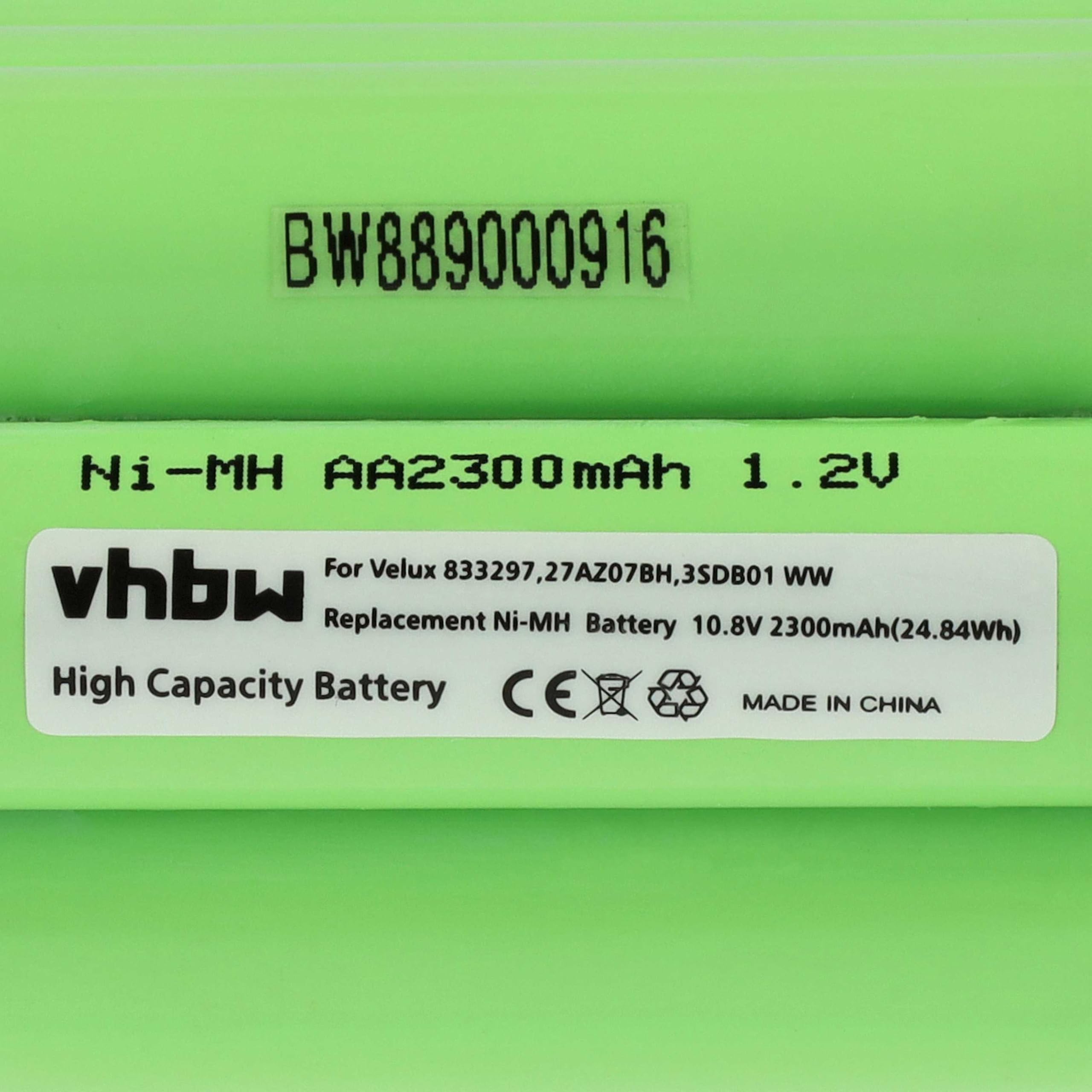 vhbw Akku Ersatz für 27AZ07BH, 3SD B01 WW, 833297 für Dachfensterrollladen (2300mAh, 10,8V, NiMH)