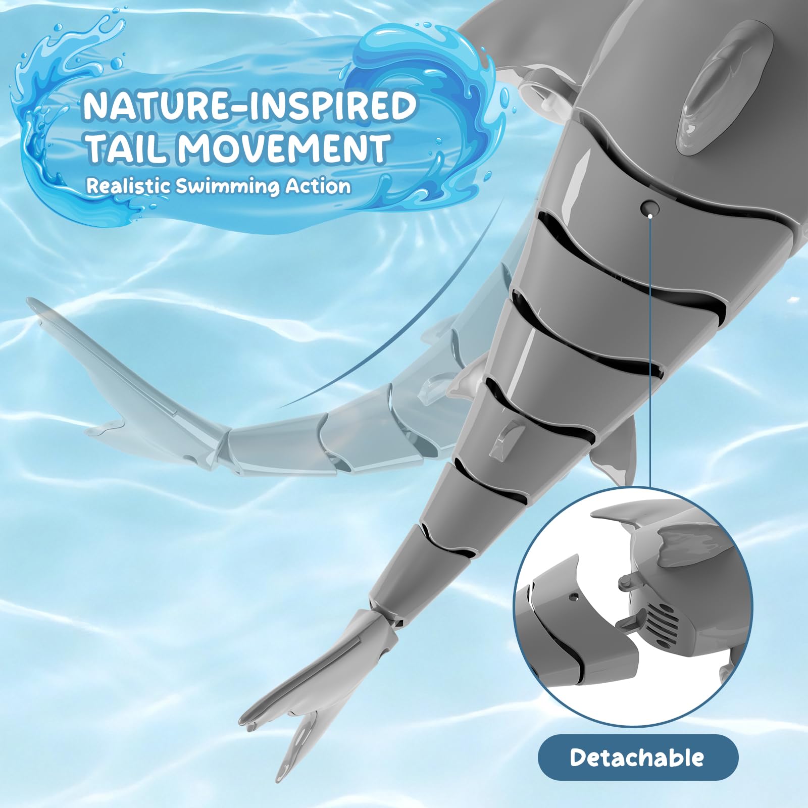 snookids Tiburón Teledirigido Juguete – 2,4 GHz Barco Teledirigido Simulación Shark, USB Recargable, Juguete Piscina con Luz en Ojos y Encendido Automático, Regalo para Niños y Niñas