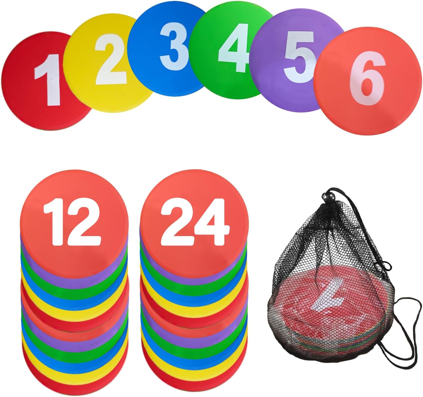 TNZMART Spot Markers Multicolor Number Football Yard Markers Anti-Slip Floor Spot Markers for Soccer Training
