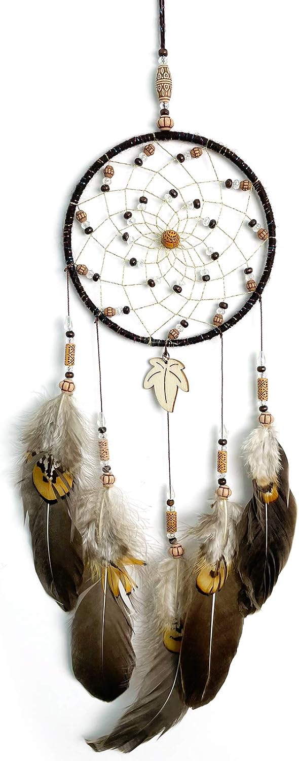 Dream Catcher Native American Dream Catchers for Boys Boho Wall Decor Dream Catcher for Bedroom │ Handmade Wooden Life Dreamcatcher for Room Decorations Home Art Ornaments Blessing Gifts (Brown)