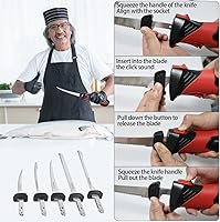 Vista 5 de Cuchillo de filete eléctrico inalámbrico, con 5 cuchillas recíprocas antiadherentes recubiertas de nitruro de Ti-Nitruro SS y agujero