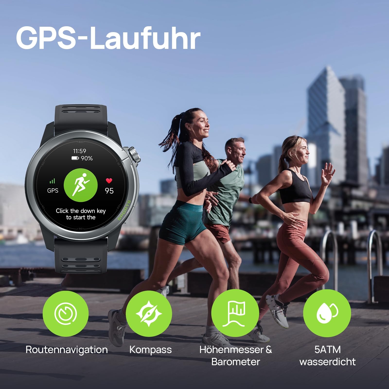 Mibro GS Active2 GPS Laufuhr Herren Smartwatch – Dual-Band GPS, 39g | 1,32" AMOLED Display, VO2max Trainingsplan, Sportuhr für Laufen, Jogging & Marathon Training, Outdoor Sport (Dunkelgrau)