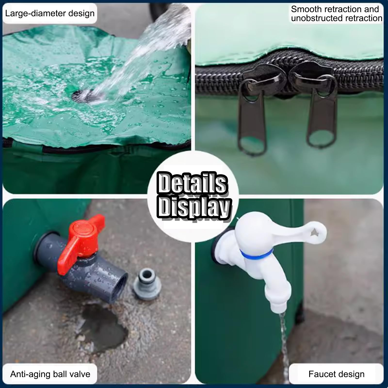 Serbatoio d'acqua portatile, pieghevole, da giardino, per raccolta dell'acqua piovana, perfetto per terrazze e terrazze all'aperto