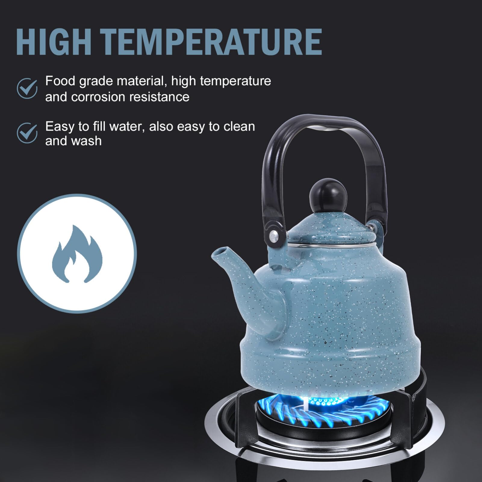 YARNOW Glazen Theepot 1Pc 2. 5L Kachel Emaille Theepot Porselein Theeketel Gas Waterkoker voor Thuis Keuken () Camping Waterkoker
