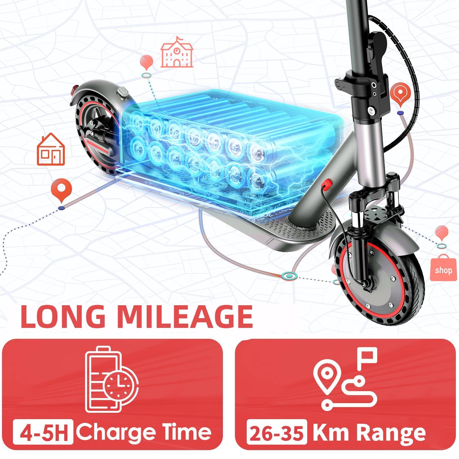 Patinete Eléctrico 350W/500W 25 km/h 35-48 km Autonomía 8.5"-10" Neumáticos Adultos Dual Frenado App