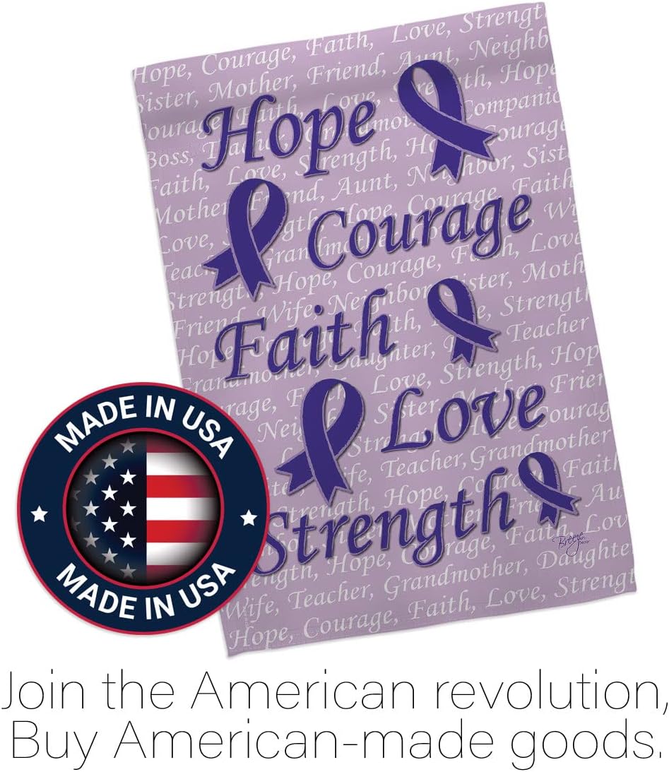 Breeze Decor H115091 Hope, Faith, Courage (Purple) Inspirational Support Decorative Vertical House Flag, 28" x 40", Multicolor