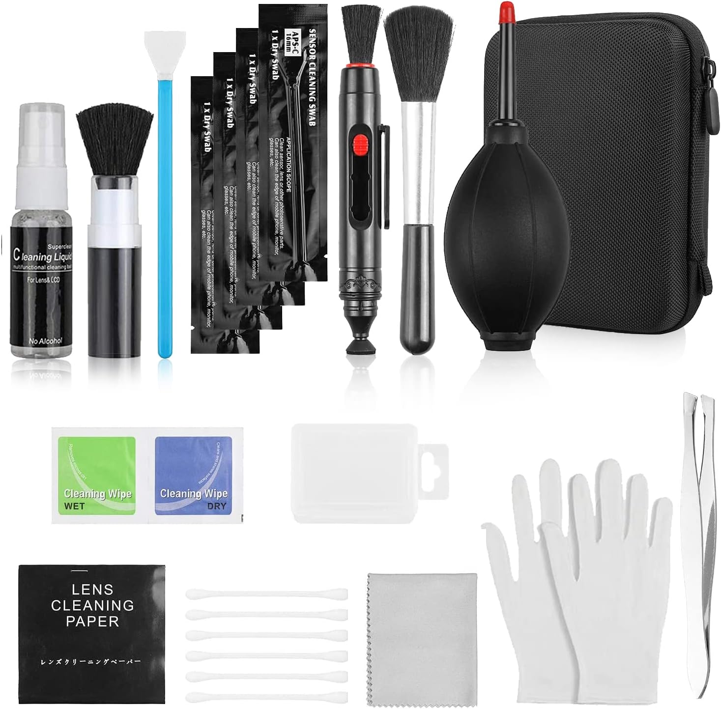 Zacro KooKen 14 Piece Professional Camera Cleaning Kit for Camera Lens, Optical Lens and Digital SLR Cameras (Nikon,Pentax,Sony,iPad,Samsung NX,Telescopes and Binoculars)