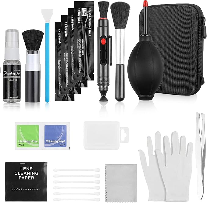Kit Pulizia Professionale Fotocamere YIXISI - 9 Pezzi Completo Con Pennelli, Sfera Antipolvere E Panni Microfibra