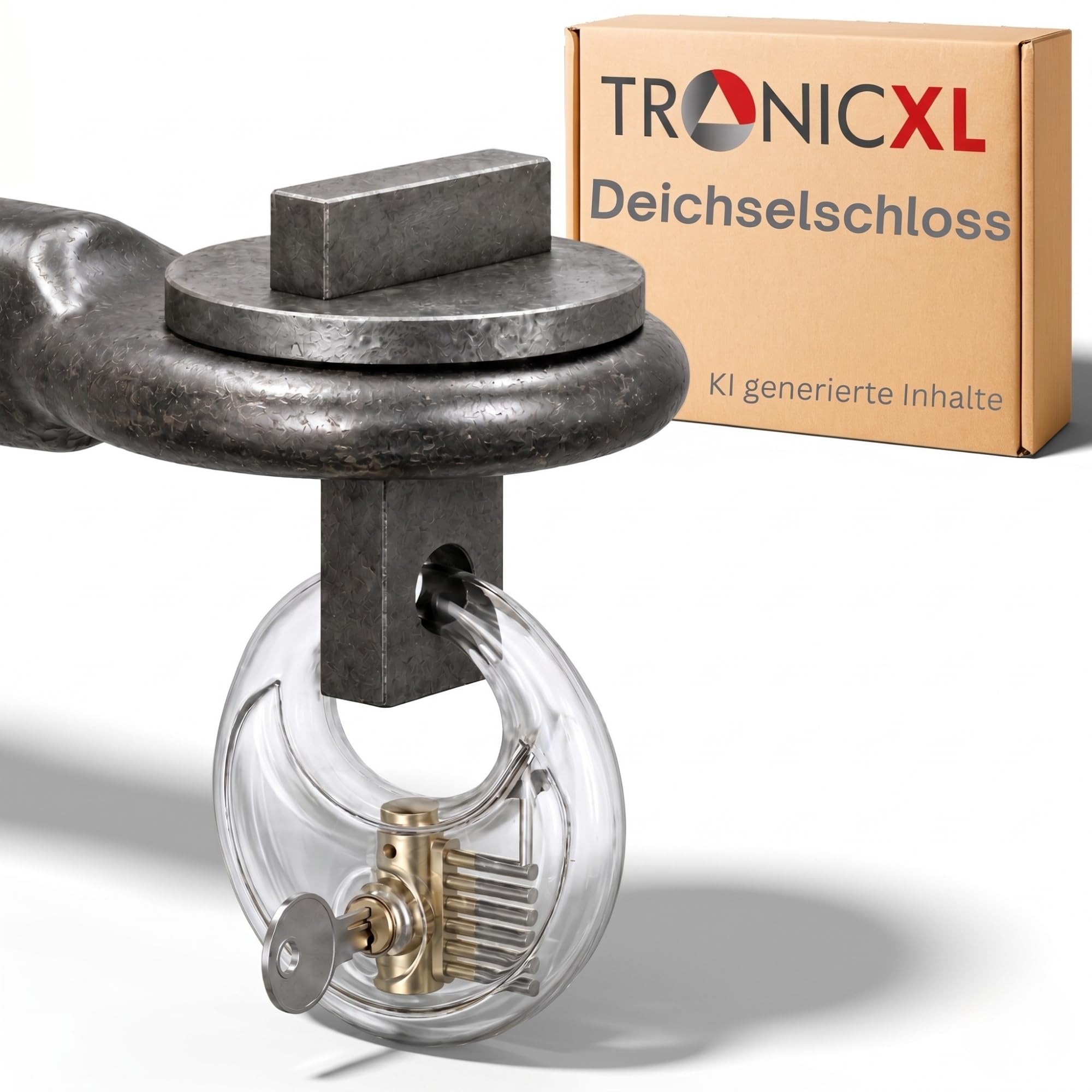TronicXL Blokada dyszlowa do traktorów ciężarowych, blokada widelca pociągowego, zabezpieczenie przed kradzieżą, przyczepa pasuje do oczek dyszowych DIN 40 mm