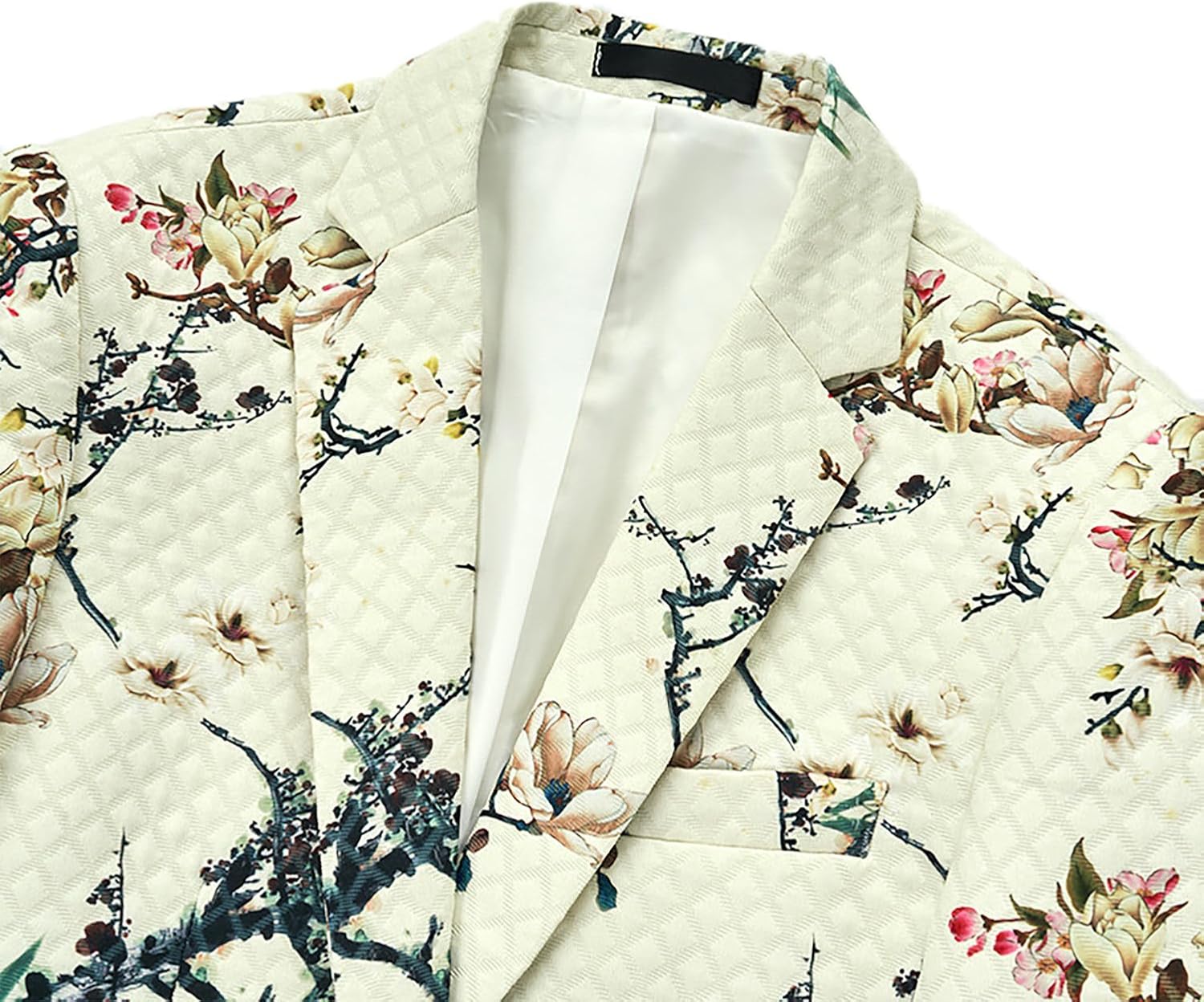 Mens Suit Jacket Blazer One Button Notched Lapel Long Sleeve Print Designe Suit Coat for Prom Dinner Wedding