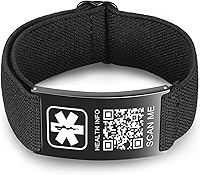 Vista 14 de Pulseras médicas mejoradas para hombres y mujeres con código QR, pulseras de identificación de alerta médica - Brazalete de acero de titanio, se