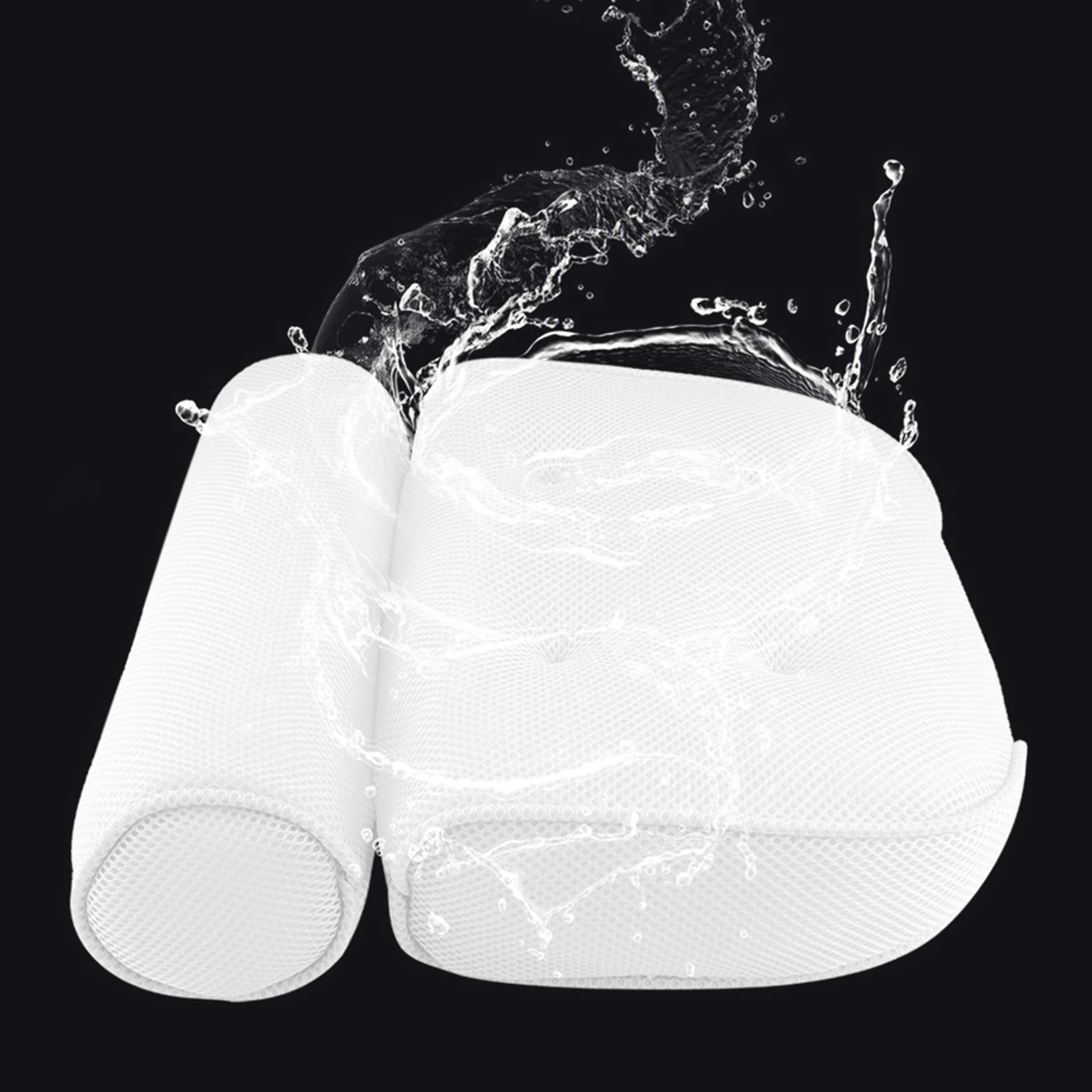 Ejoyous Oreiller de Bain en Douce, avec Soutien du Cou et du Dos en Mousse Spa, 35 X 33 X 10 Cm, Ventouse, Appui-tête de Bain pour la Relaxation dans la Baignoire, pour Adultes, Utilisation au Spa à