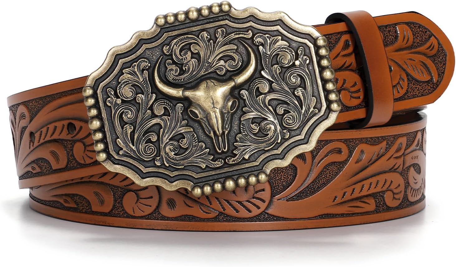 Cowboy Western Belts for Men Woman, Leather Cowboy Belt Men Women Western Cowgirl Country Belts for Gifts Jeans