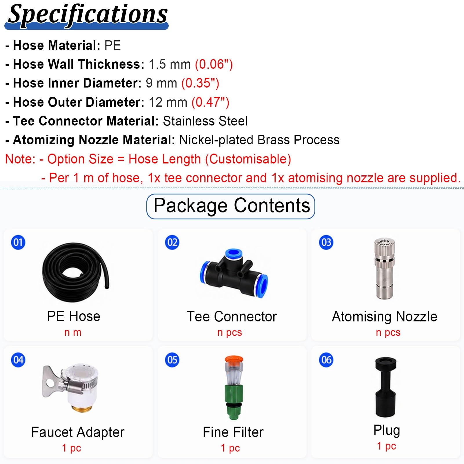 Kit Irrigazione a Goccia System di Nebulizzazione Rinfrescante per Esterni per Giardino, Kit di Irrigazione per Piante in Serra, System di Irrigazione Versatile