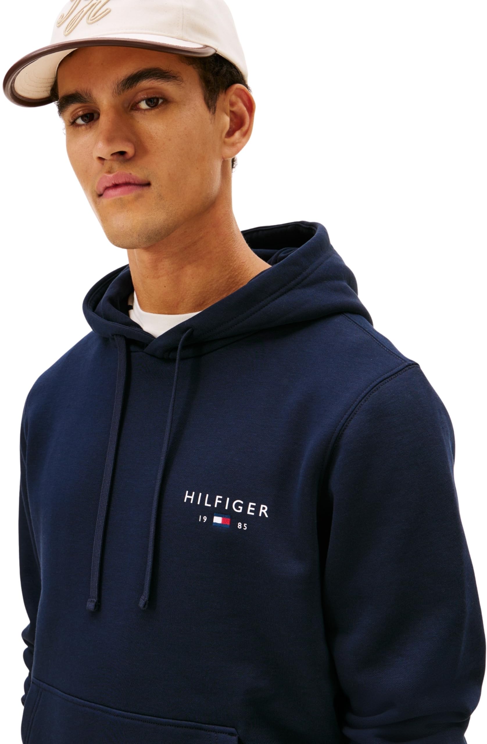 Tommy Hilfiger Męska bluza z kapturem BRAND LOVE SMALL HILFIGER MW0MW41429, niebieski, XL, Niebieski (pustynne niebo), XL