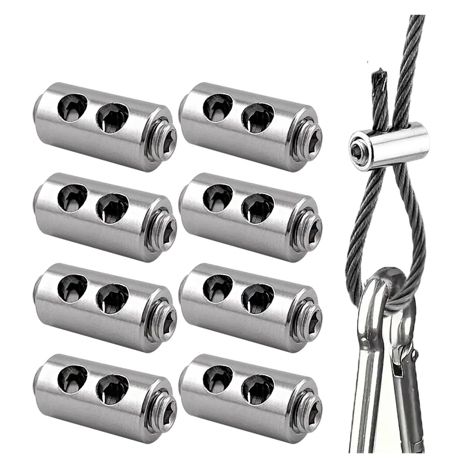 10 sztuk 2/3 mm Zaciski do liny stalowej Mocowanie kabla ze stali nierdzewnej Regulowana śruba miedziany metalowy klips Złączka do uprzęży (H-100PCS)