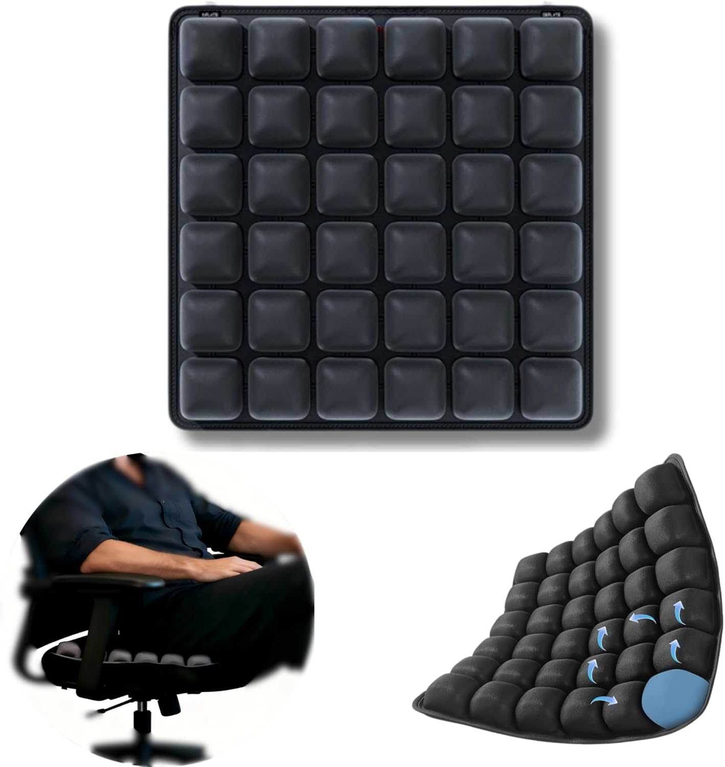 Inflatable Seat Cushion, Pressure Relief Airplane Seat Cushion for Long Flights Without Air Pump, Portable Car Seat Cushions,Office Chair Wheelchair Cushions Relief Discomfort in Coccyx&Buttock