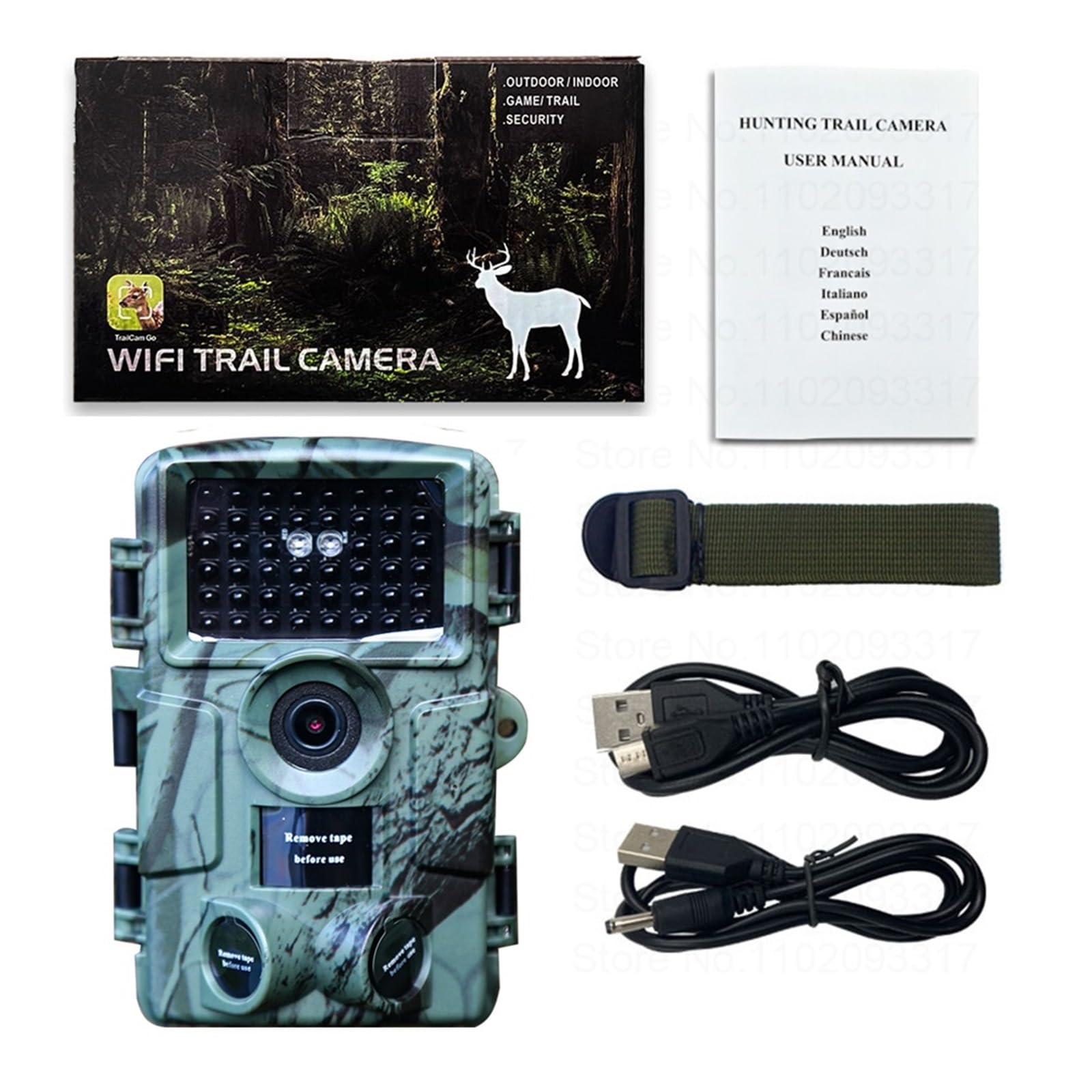 Kamery Myśliwskie 60MP 4K Aplikacja Bluetooth GPS Z Noktowizorem Na Podczerwień 940nm Dzika Kamera Zewnętrzna Monitorowanie Dzikiej Przyrody PR4000 WyraźNe Obrazy I Filmy(128G Card)