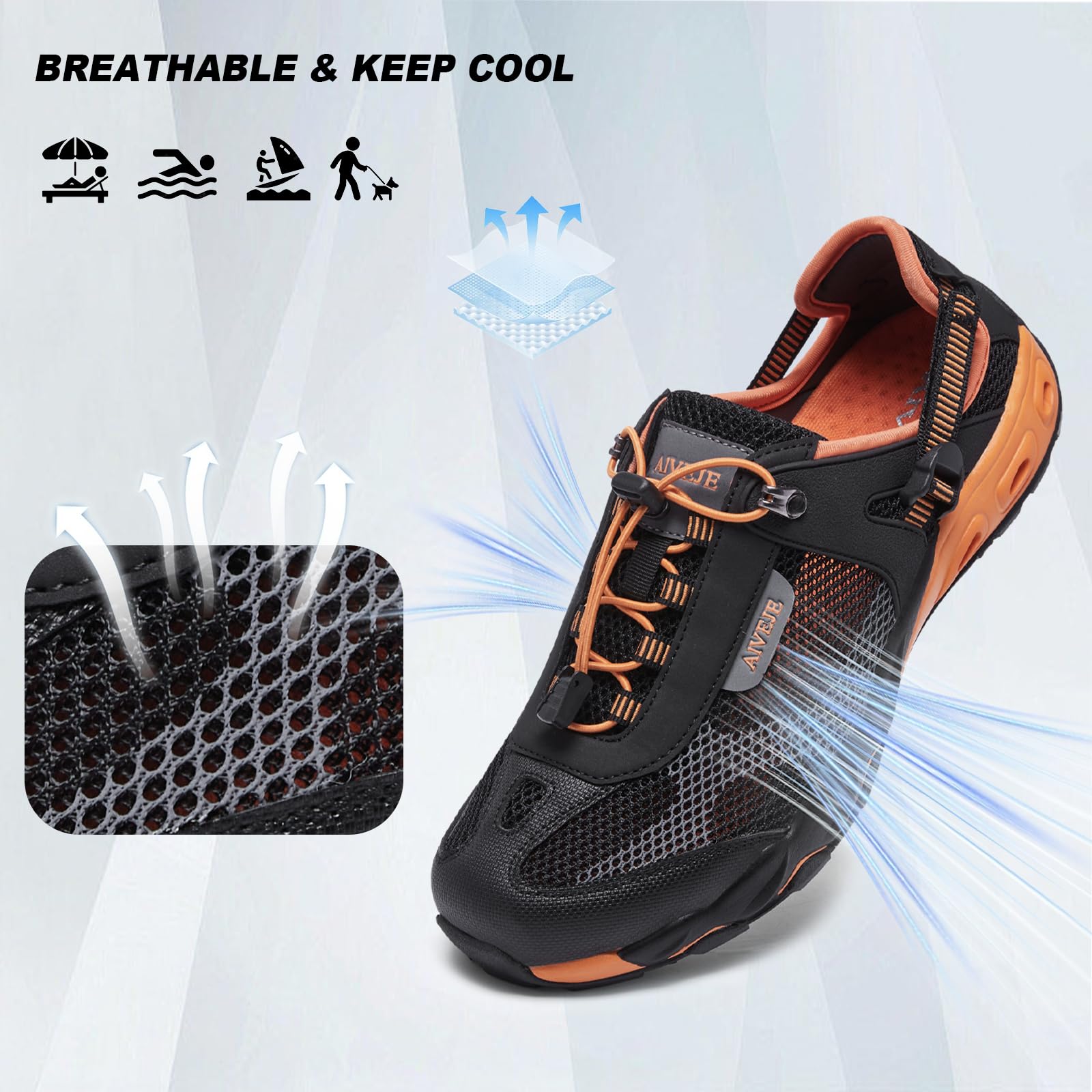 Zapatos de agua anfibios para hombre, sandalias de agua atléticas de verano, puntera cerrada, tenis acuáticos