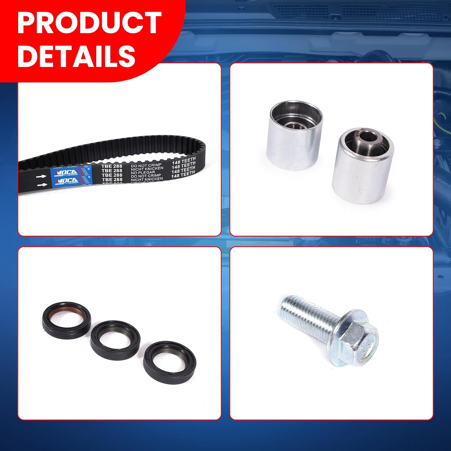 MOCA Timing Belt Kit Fit 09-15 for Audi TT Quattro 2.0L & 05-09 for Audi A4 2.0L & 07-09 for Volkswagen Eos 2.0L & 06-08 for Volkswagen Jetta 2.0L