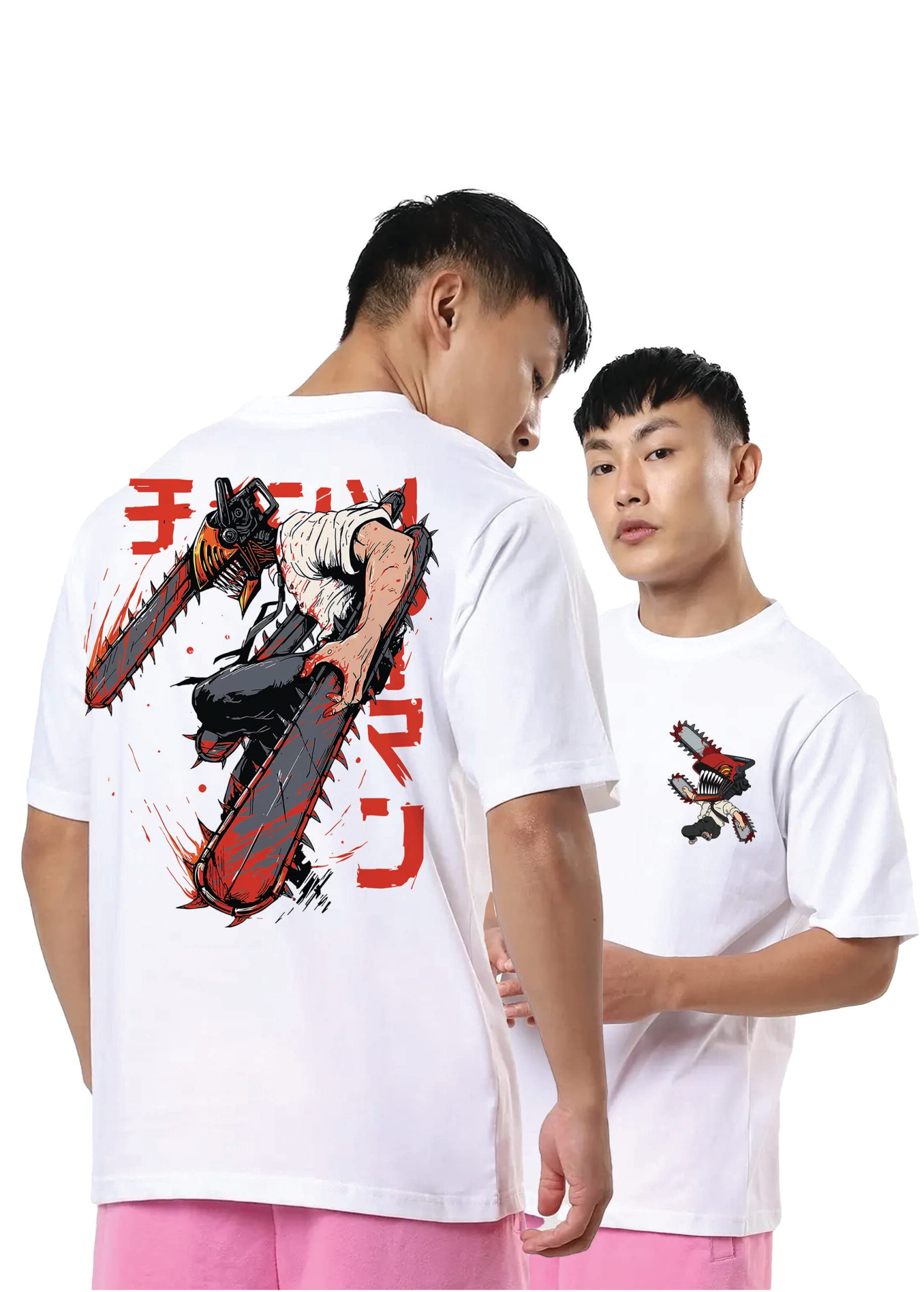 Buy crazymonk Chainsawman Denji Anime Oversized T-Shirt - White, S