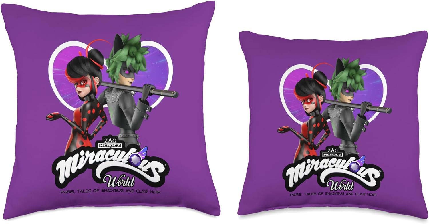 Miraculous Ladybug Cat Noir Tales of Shadybug and Claw Noir Throw Pillow