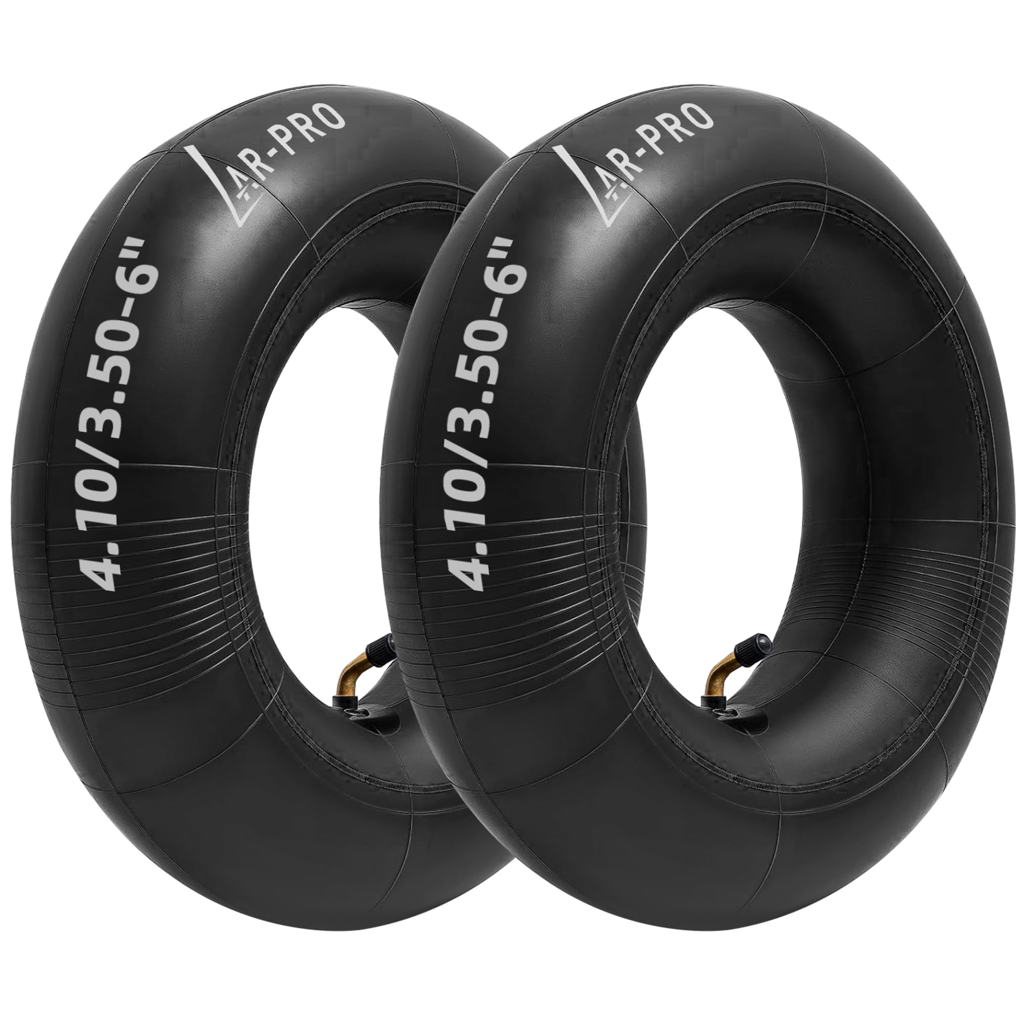 AR-PRO 4.10/4.00/3.50-6 Inner Tubes with TR-87 Bent Valve, Replacement 13x4.00-6 Heavy-Duty Tubes for Lawn Mowers, Tractors, Wheelbarrows, Hand Trucks, Yard Trailers, Snow Blowers and More – 2 Pack