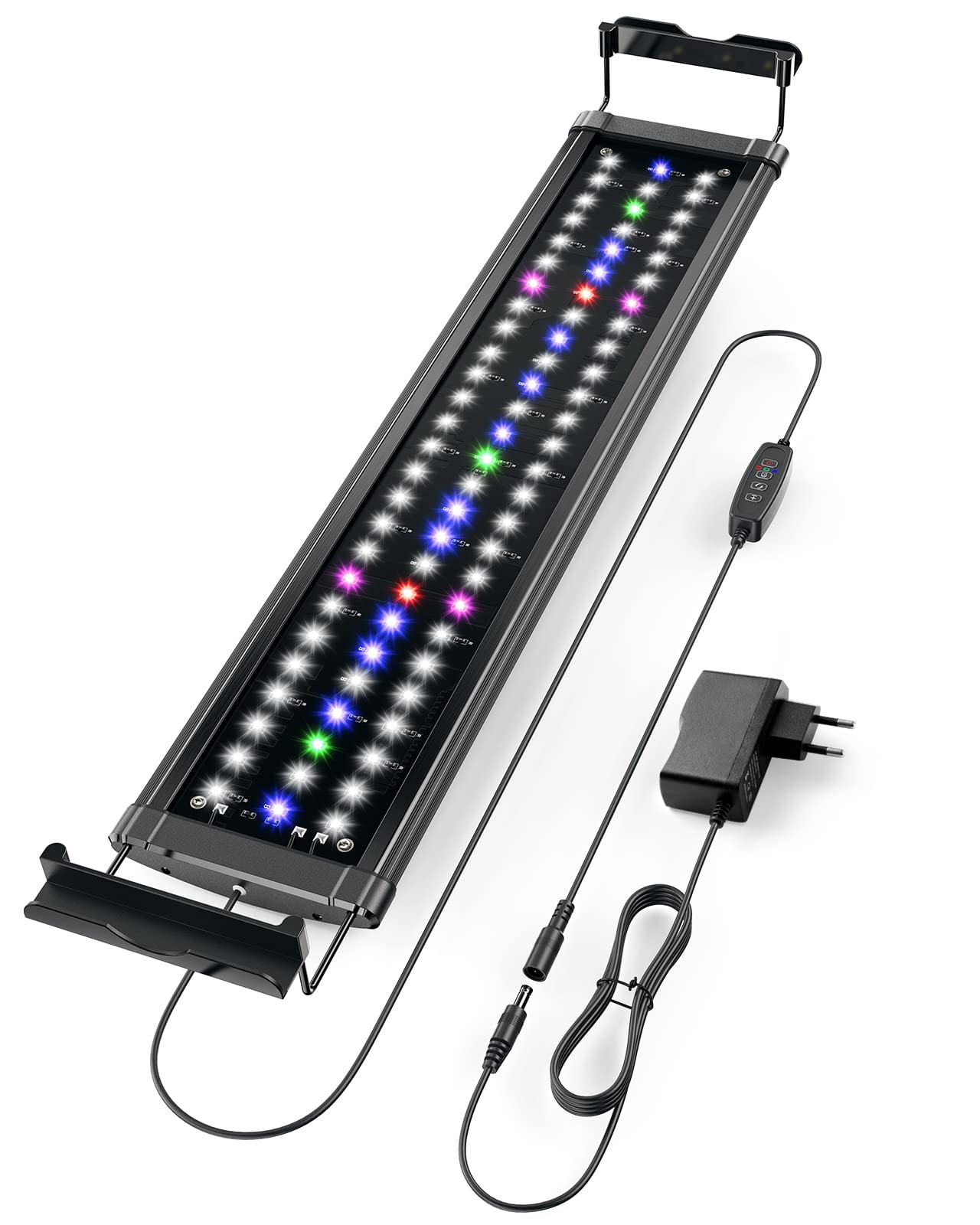 Tccbac Luces para Acuarios Iluminación de Acuario 10W, Luz LED Acuario de 40-60cm, Peces y Plantas luz LED Iluminación, Soporte Extensible,Tiempo e Iluminación Ajustable, Luz Multicolor